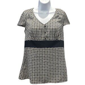 Ann Taylor LOFT Geometric V-Neck‎ Blouse | Size 8
